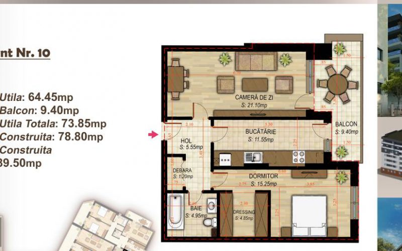 Apartament cu 2 camere Minulescu 39 Residence001