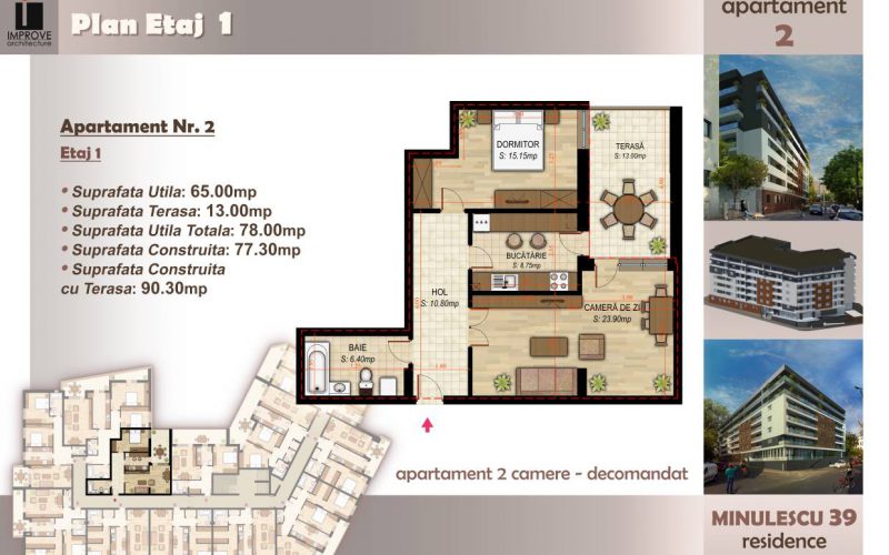 Apartament cu 2 camere Minulescu 39 Residence013