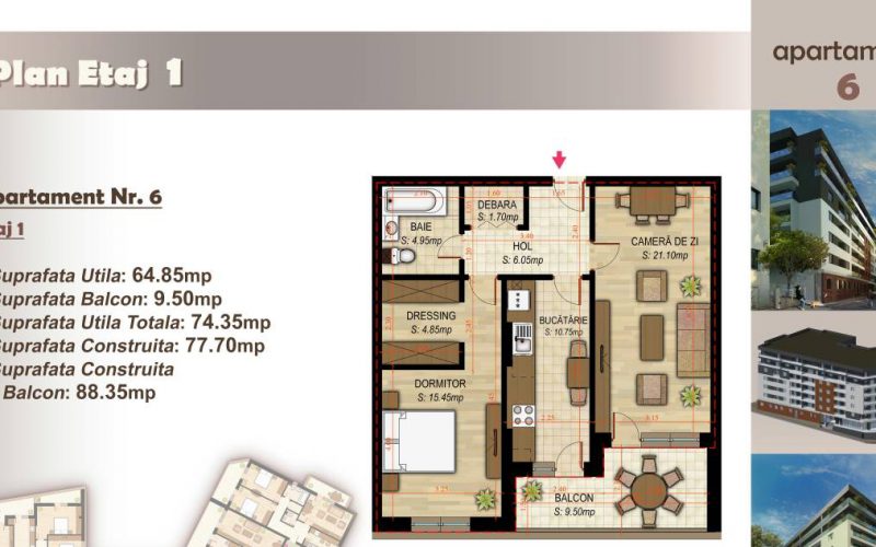 Apartament cu 2 camere Minulescu 39 Residence032