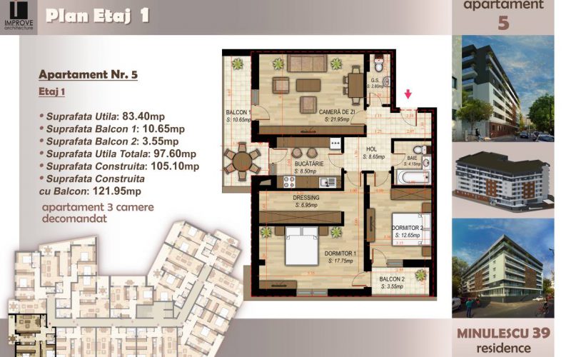 Apartament cu 3 camere Minulescu 39 Residence022
