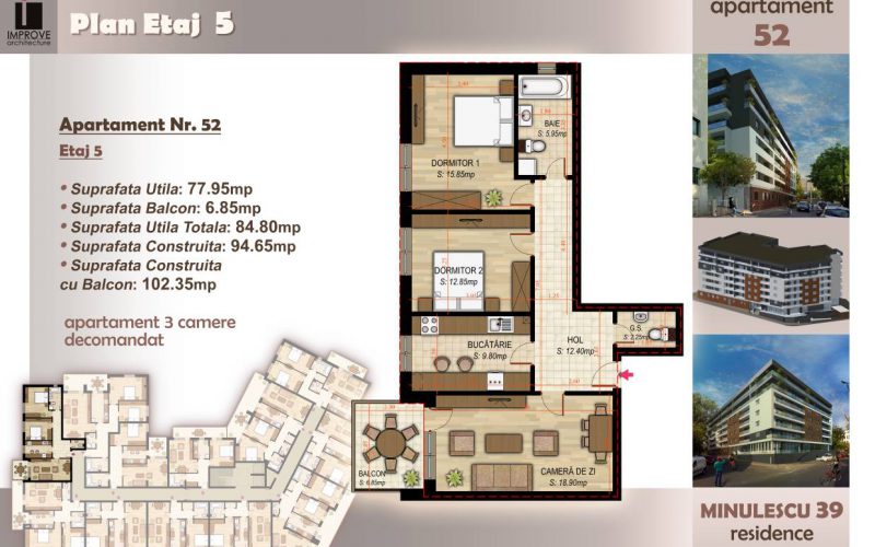 Apartament cu 3 camere Minulescu 39 Residence005