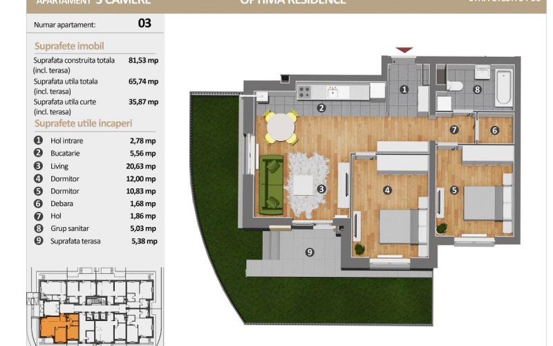 Optima Residence Apartament cu 3 Camere