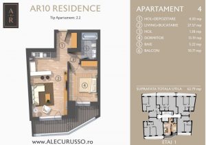 Schita 2D cu Apartament cu 2 camere Alecu Russo Residence